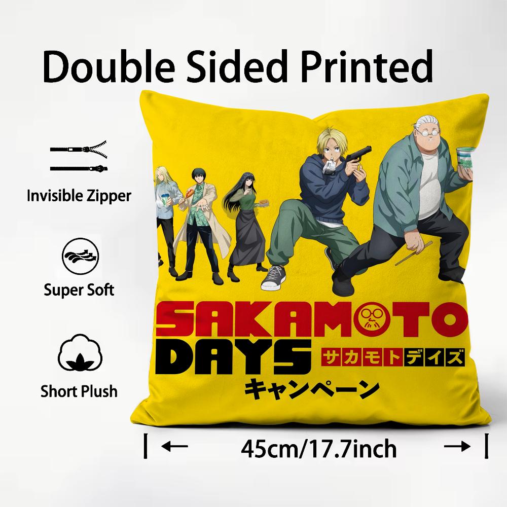 S-SAKamoTO DAYS Anime Cushion Cover Pattern Printed Pillowcase for Living Room Sofa Cushion Cover & Bedroom Decor