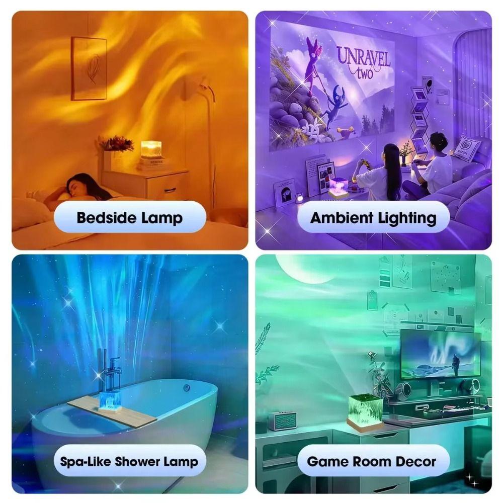 Remote Control Water Ripple Lamp RGB Color Changing Cube Atmosphere Lamp Bedroom Night Light