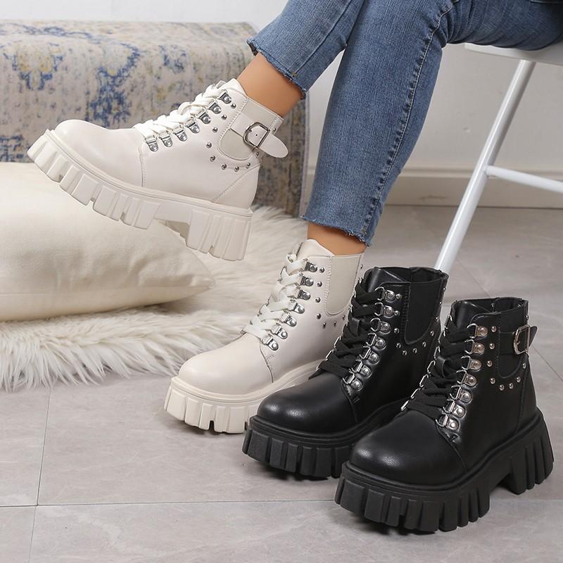 Fashionable New Style Waterproof Platform Comfortable Women's Boots Winter Sexy Elegant Thick Soled Zipper Casual Walking Boots
