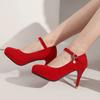 Plus Size 33-43 Brand Women's Pumps Ladies Platform Mary Janes Pumps Fashion Suede Thin High Heels Party Vintage Woman Shoes