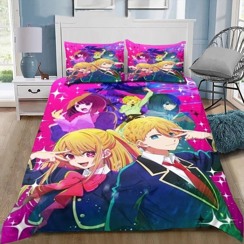Anime Oshi No Ko Duvet Cover Pillowcase Bedding Set Kids Boy Girl Bedroom Decoration 2/3piece set Single/Double/Queen Large Size