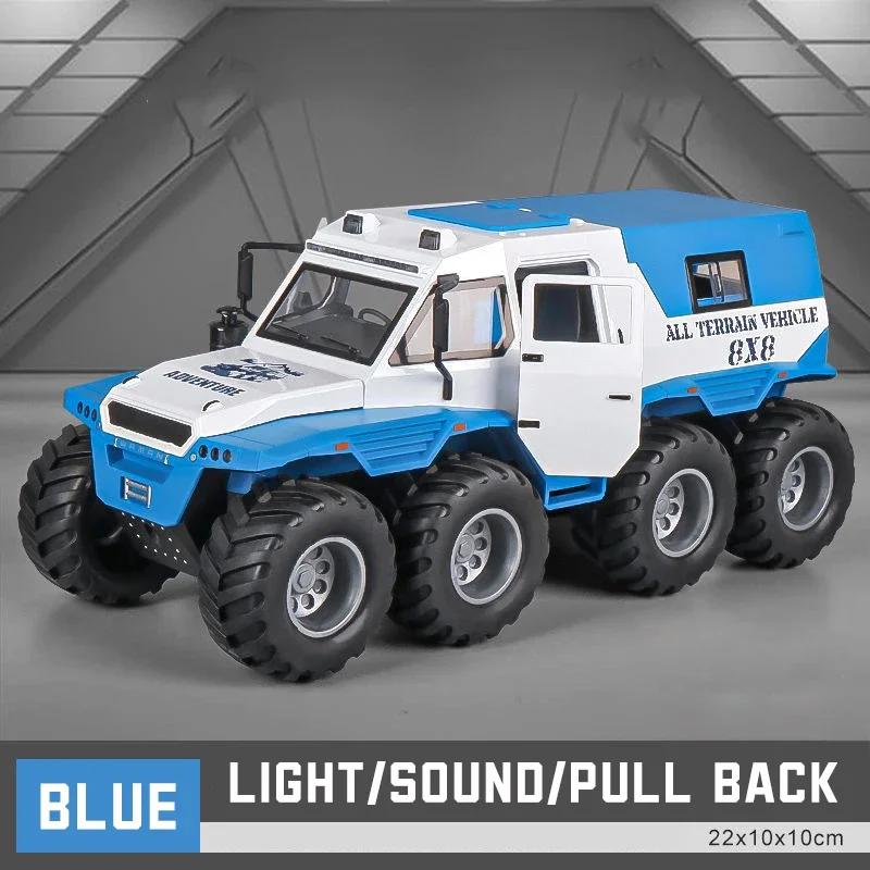 

1:Масштаб 24 Шаман 8x8 Автомодель зі сплаву зі світловими та звуковими ефектами Литі іграшкові машинки для хлопчиків Подарунок на день народження Дитячі іграшки Колекція машинок білий