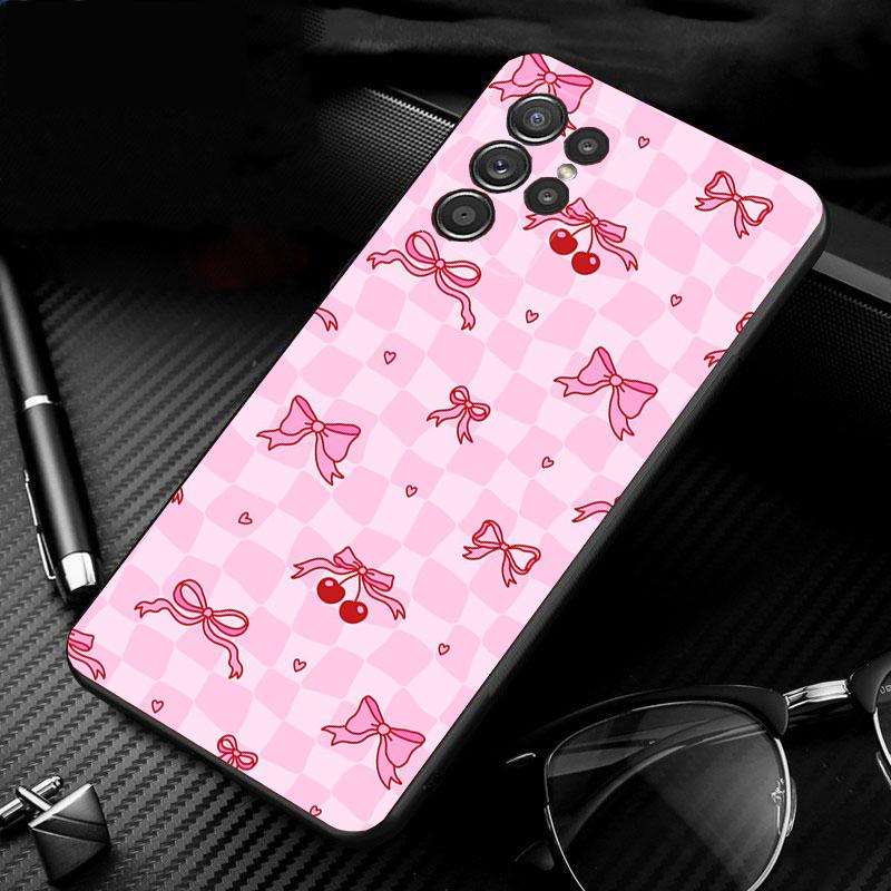 Phone Case For Samsung Galaxy S26 S25 S24 S23 S22 Ultra S23 S22 S25 Plus S24FE S23FE S26Edge Cute Pink Heart Bow