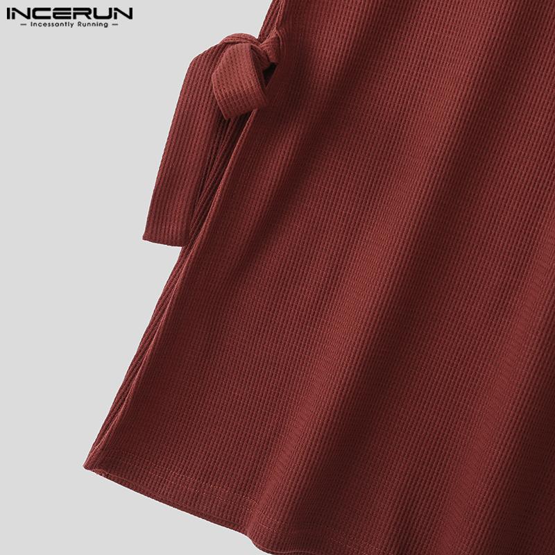 INCERUN Sommer Herren Ärmellos Einfarbig Seite zum Schnüren Lässig Textur Lange Tanktops