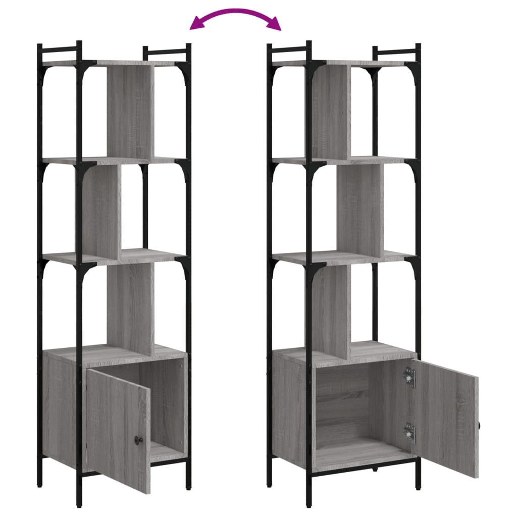 Bookshelf with Door Grey Sonoma 44.5 x 30 x 154.5 cm Engineered Wood