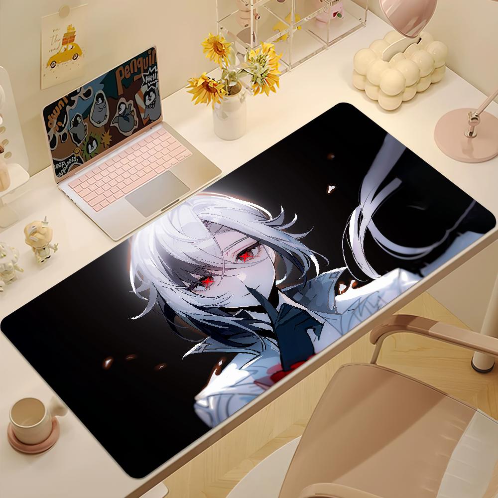 Anime Arlecchino Mouse Pad Large NonSlip Gaming Desk Mat Laptop Keyboard Tray Office Pc Rubber Genshin Impact Soft Black