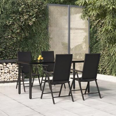 Vidaxl 5-Piece Garden Furniture Set, Black, Poly Rattan