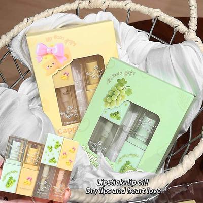 CAPPUVINI Silky Moisturizing Lip Care Set - Transparent Hydrating Balm & Exfoliating Lip Plump Water