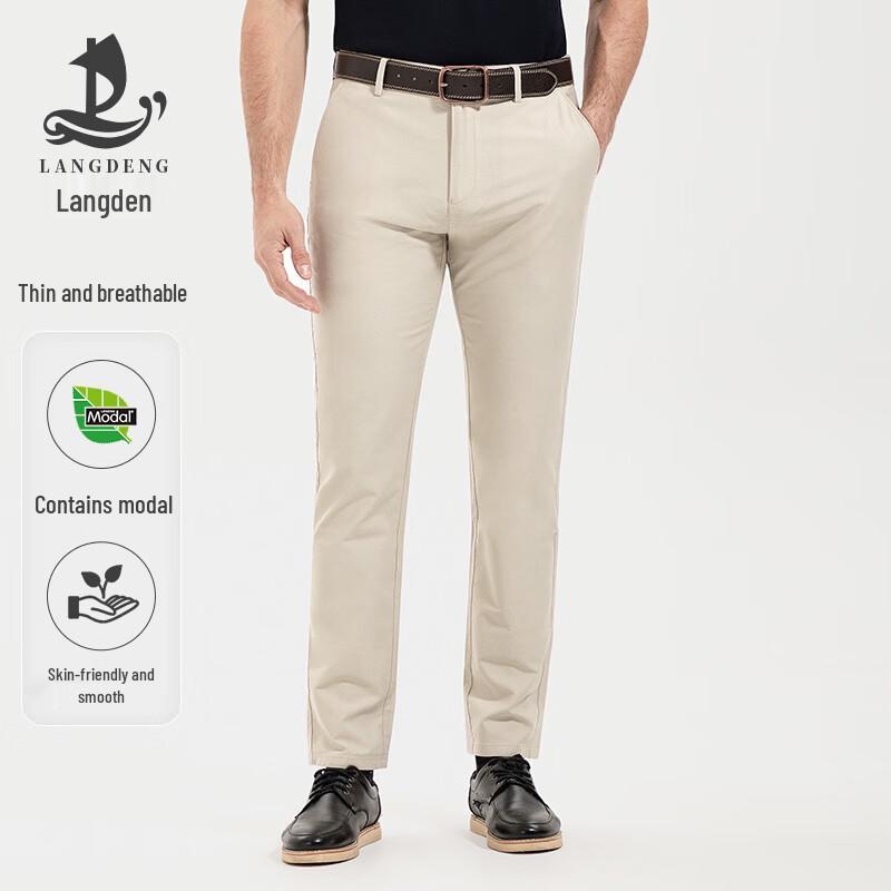 Lang Deng Men s Business Casual Straight-Leg Trousers 38