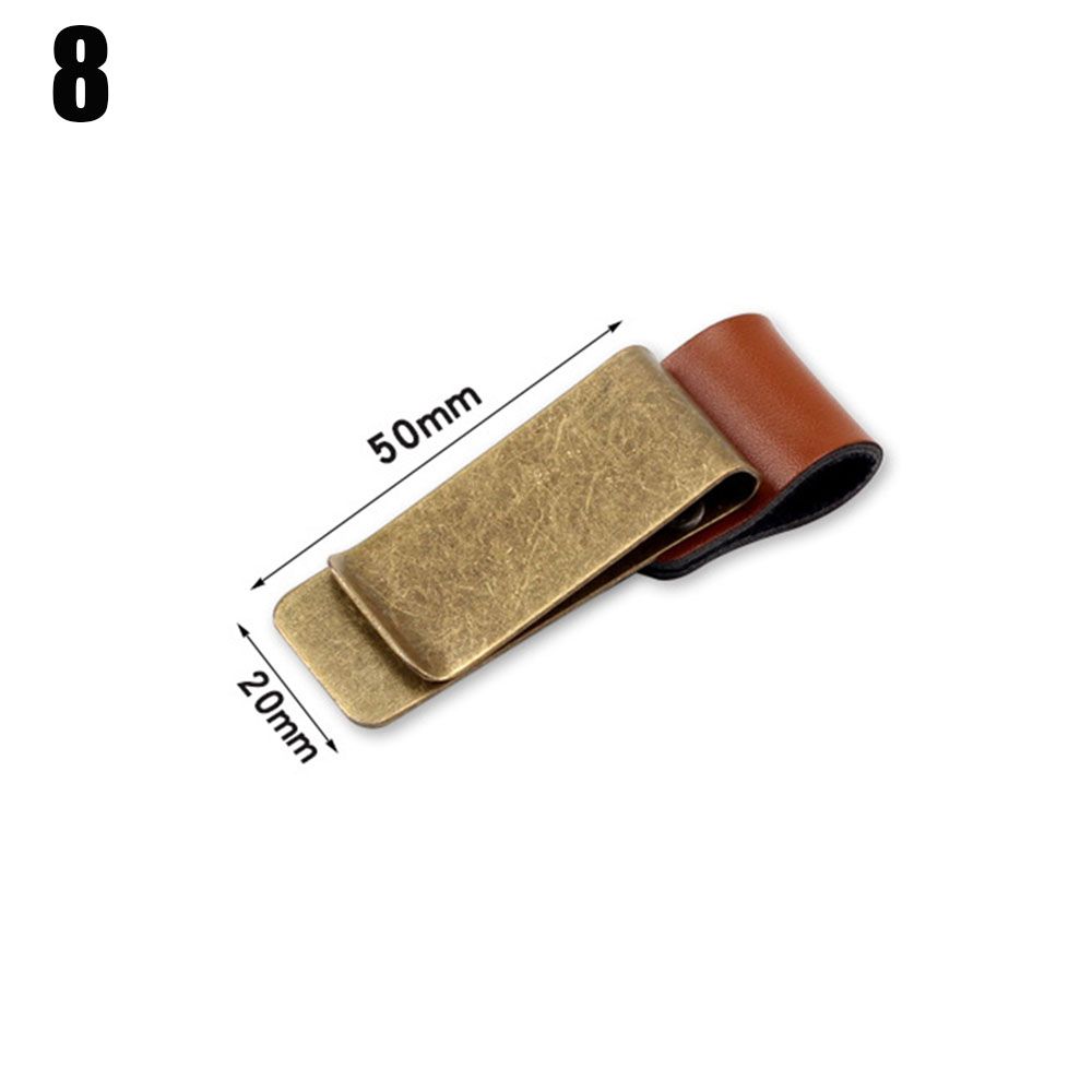 Office Supplies Portable Metal Brass Pen Folder Handmade Leather Stainless Steel Clips Notebook Holder