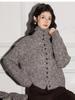 Korean Style Mixed Color High-Neck Knit Cardigan – Women's Retro Loose-Fit Sweater