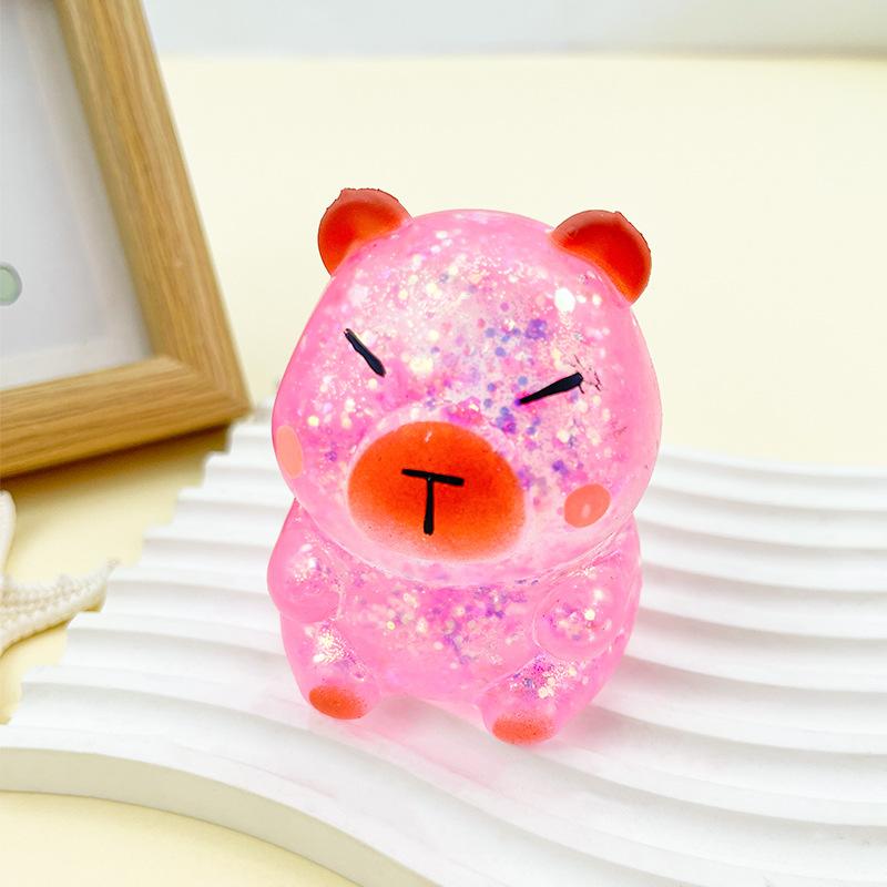 Turtle Capybara Glitter Decompression Toy Soft Cute Animal Stress Easing Slow Rising Squeeze Toy For Adults And Children Gifts