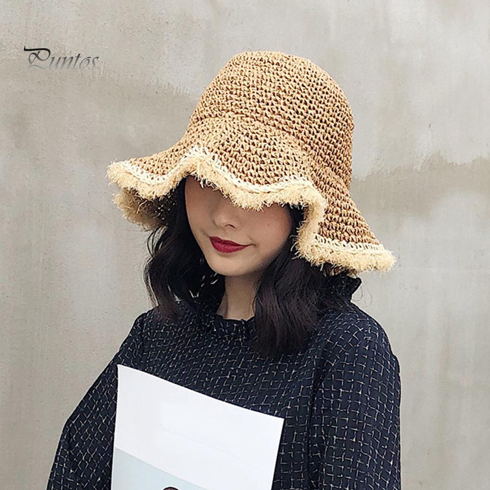 Wavy brim bucket hat crochet Clearance