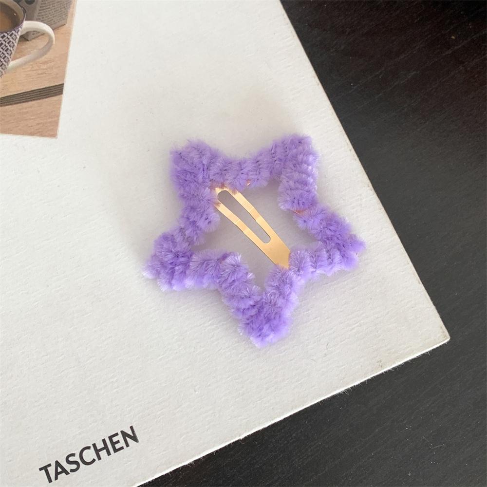Fashion Y2k Cute Sweet Candy Color Plush Furry Star Hair Clips For Women Girls Trendy BB Clip Hairpin Barrettes Hair Accessories