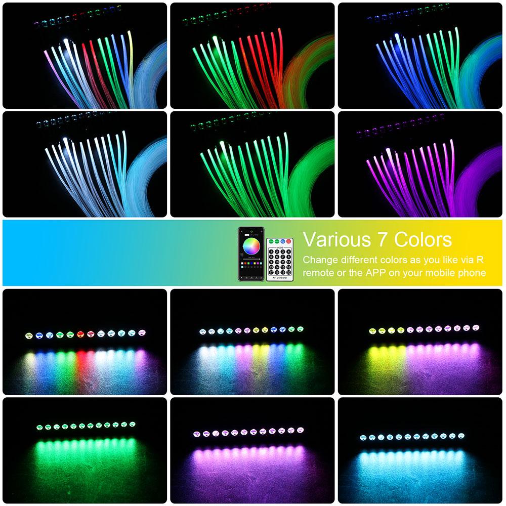 3-9W 12Holes RGBW Meteor Ceiling Car Starry Sky Fiber Optic Light Bluetooth APP RF Control Car Roof Star Shooting Effect Light