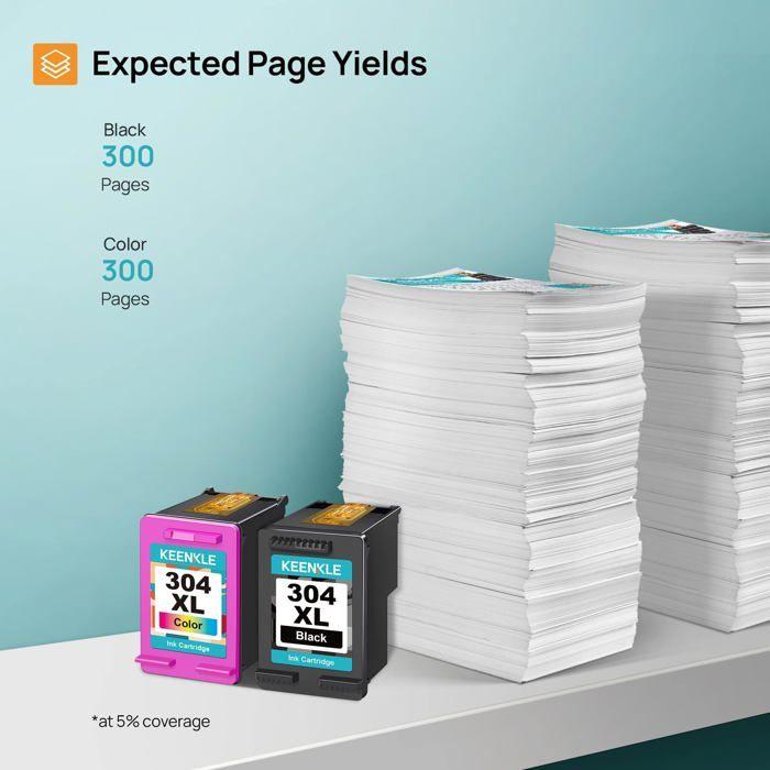Cartouche d'encre - KEENKLE - 304XL - Noir et Couleur - Pack de 2 - Compatible HP 304