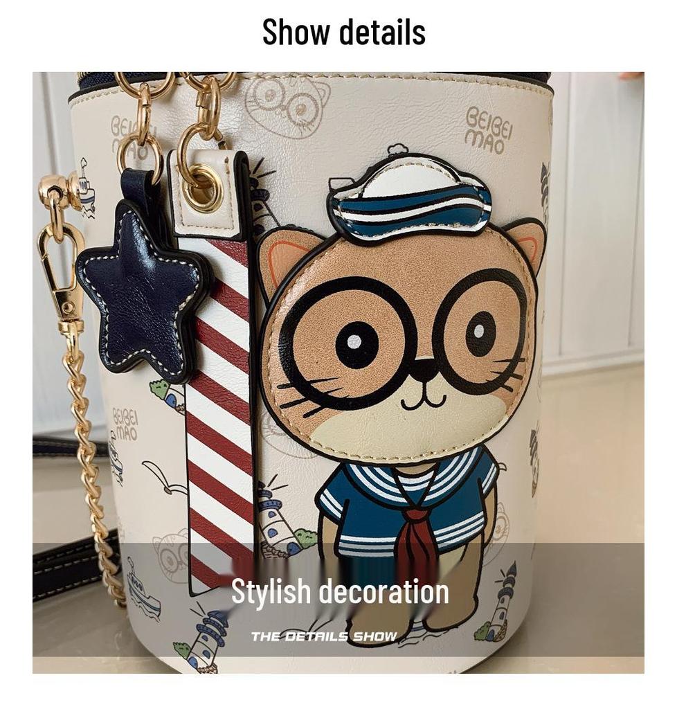 New Cartoon Design Cylinder Crossbody Shopping Bag