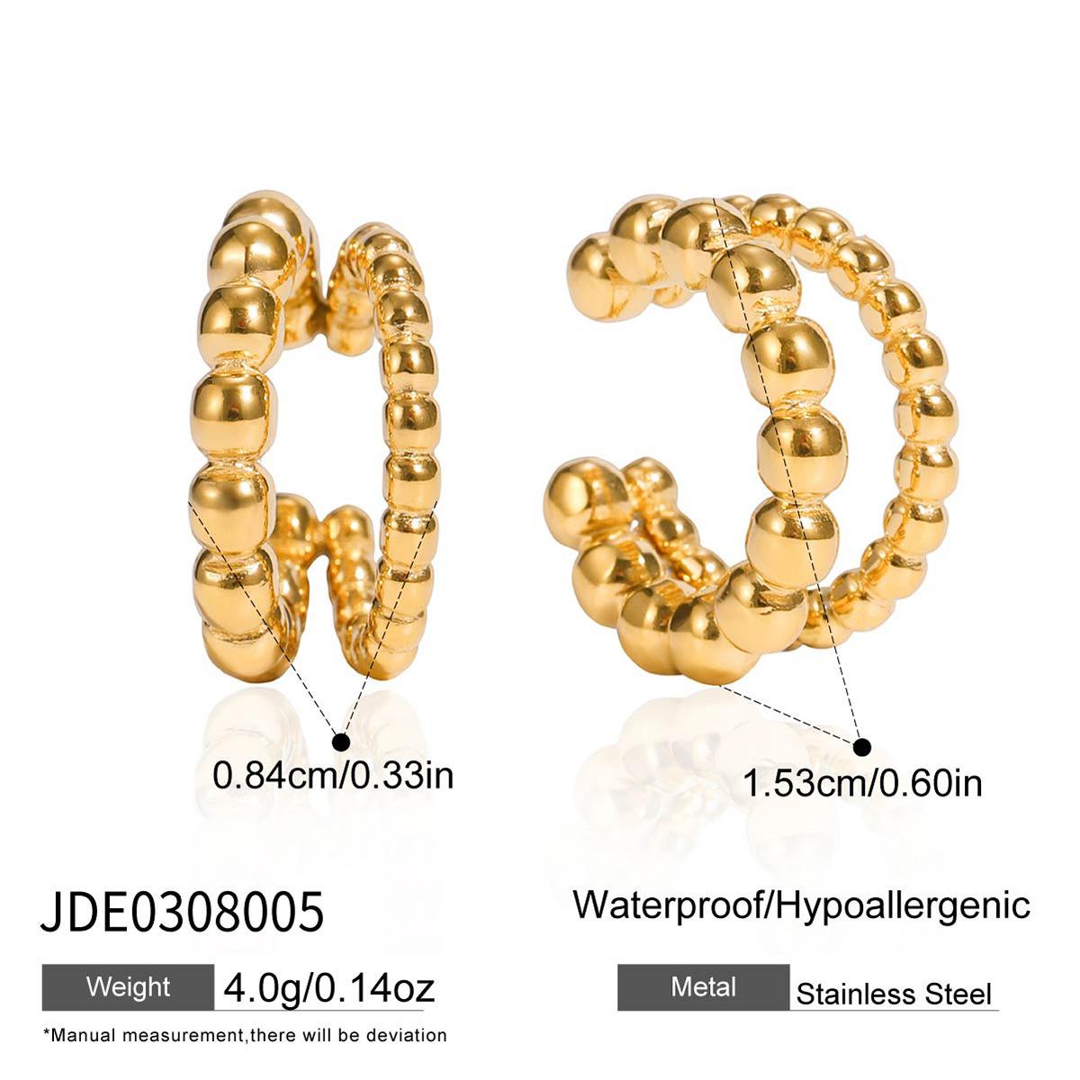 

Light luxury high-end 18K gold, ball double-layer earclip earrings jewelry.