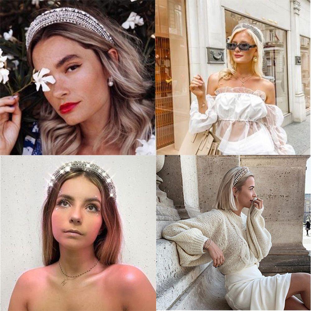 Hair Hoop Headband Luxury Wedding Headdress Full Crystal Rhinestone Pearl Haiband Baroque Tiara