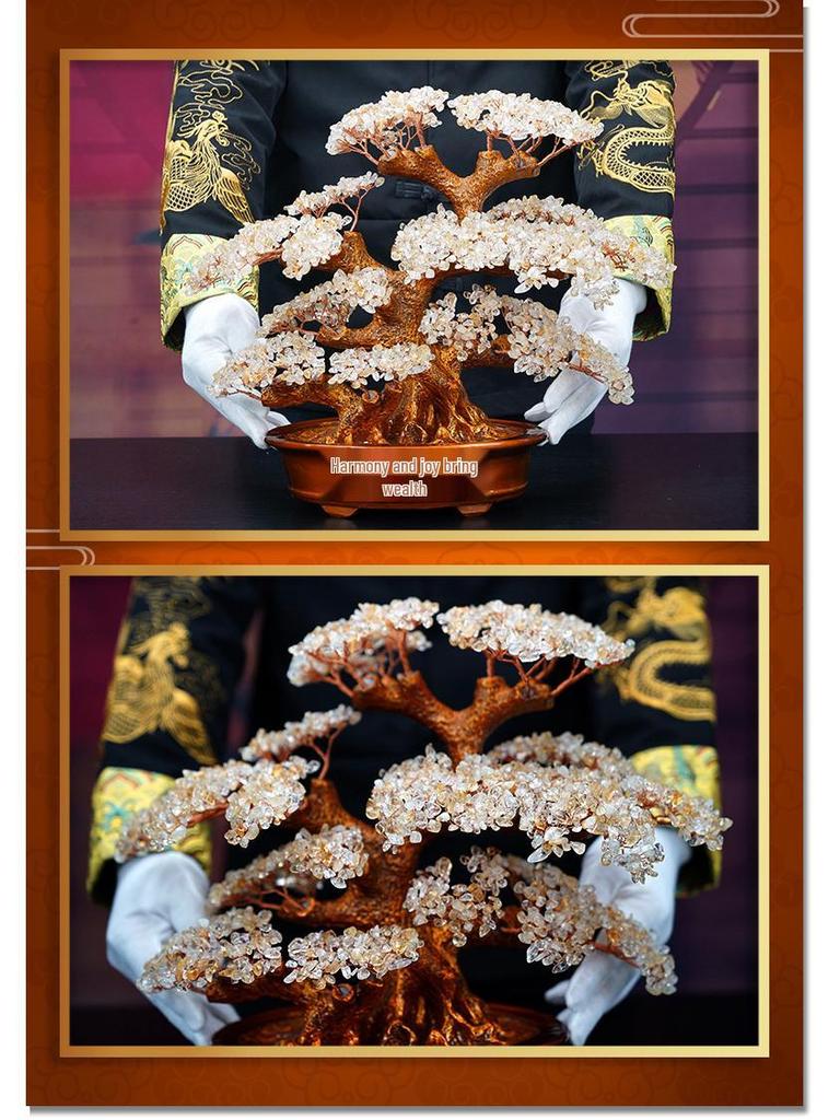 Pink Crystal Money Tree: Attracts Wealth and Enhances Relationships - Perfect for Living Rooms, Offices, Housewarmings, and Ceremonies