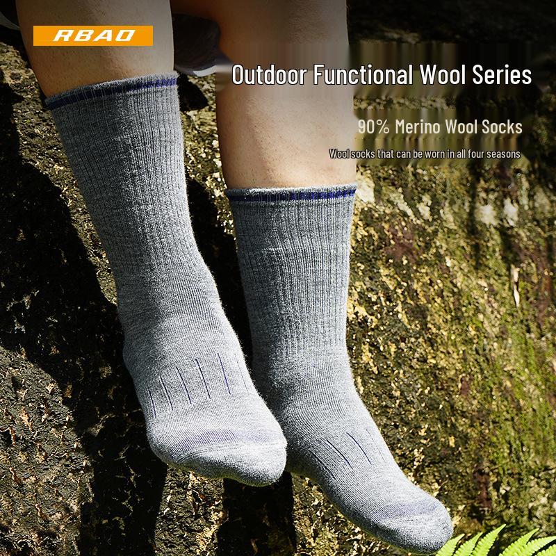 Mid-Calf Snow Mountain Thick Merino Wool Ski Socks - 90% Wool for Outdoor Sports