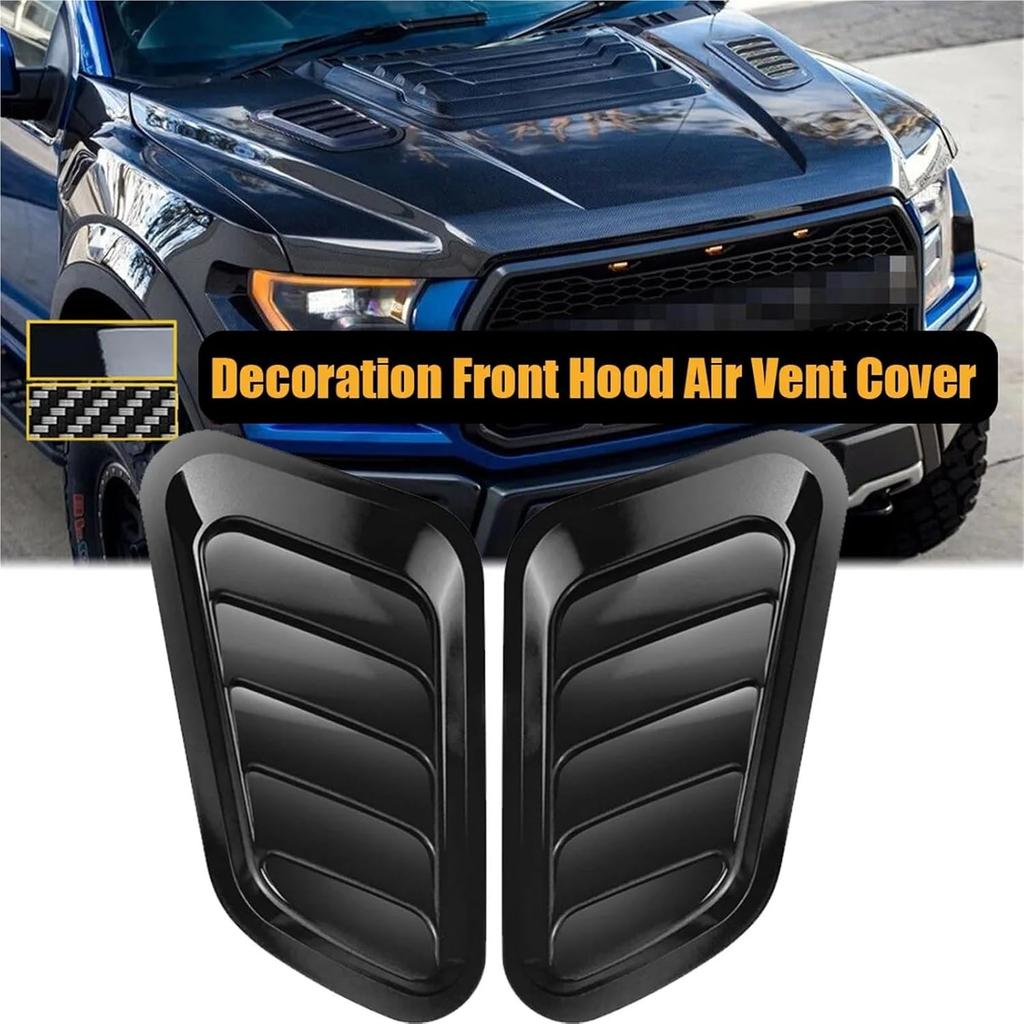 2 PCS Front Hood Side Air Flow Vent Intake Scoop Hole Cover Decoration Trim Sticker Universal Compatible with Ford F-150 Car Accessories(Black)