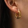 5mm Thick Round Stainless Steel Hoop Earrings for Women Classic Temperament Circle Ear Buckle Female Party Daily Jewelry