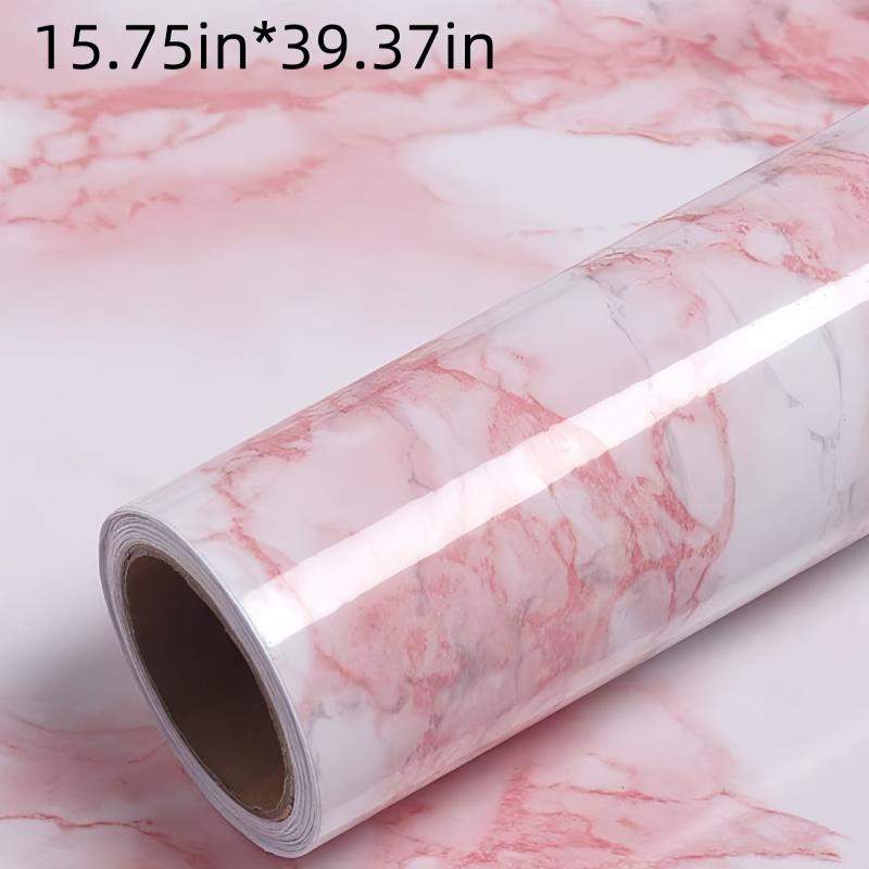 

1 roll of self-adhesive pink marble wallpaper, detachable, waterproof, suitable for wall decoration and countertops