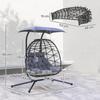 Hanging Chair, Foldable Basket Chair with Cushion, Steel Frame, Sun Canopy, Up to 260 kg Load Capacity, Dark Grey