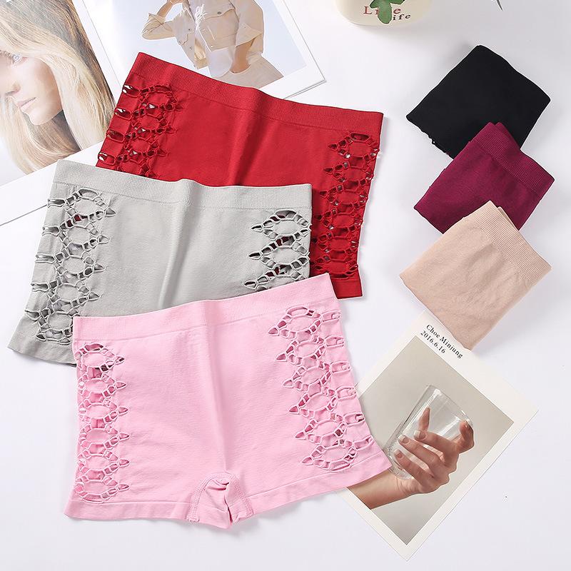 Women's Simple Solid Color Geometric Hollow Boxer Briefs Comfortable and Breathable Women's Underwear