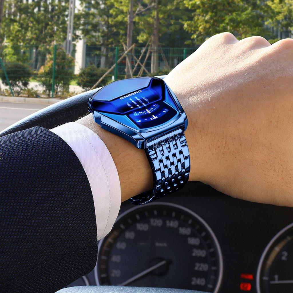 Men's Trendy Motorcycle Concept Watch with Black Technology
