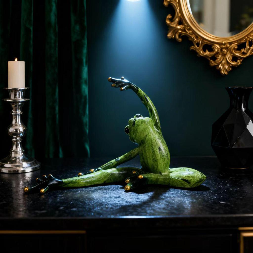 Resin Yoga Frog Ornaments for Office, TV, or Wine Cabinet Decor