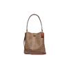 Charlie 26 Presbyopia Canvas and Leather Bucket Bag Crossbody Shoulder Bag Medium Size Women's Red Brown