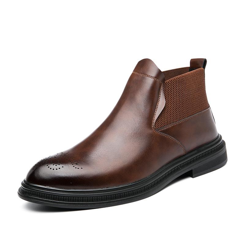 Martin boots summer thin medium and high top British leather inner height increase retro Chelsea short boots