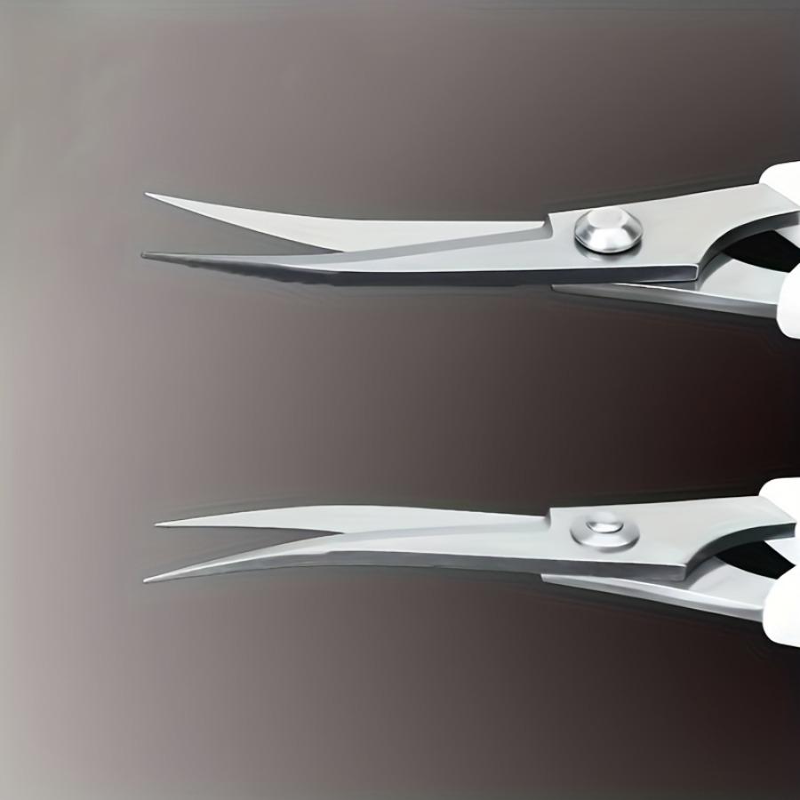 1pc Ergonomic White Handled Stainless Steel Embroidery Scissors | Bent Tip for Precision Cutting, Ideal for Sewing and Crafting Accessories