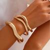 Design Sense Metal Irregular Lava Bracelet Women, Fashion Niche Open Glossy Bracelet Set