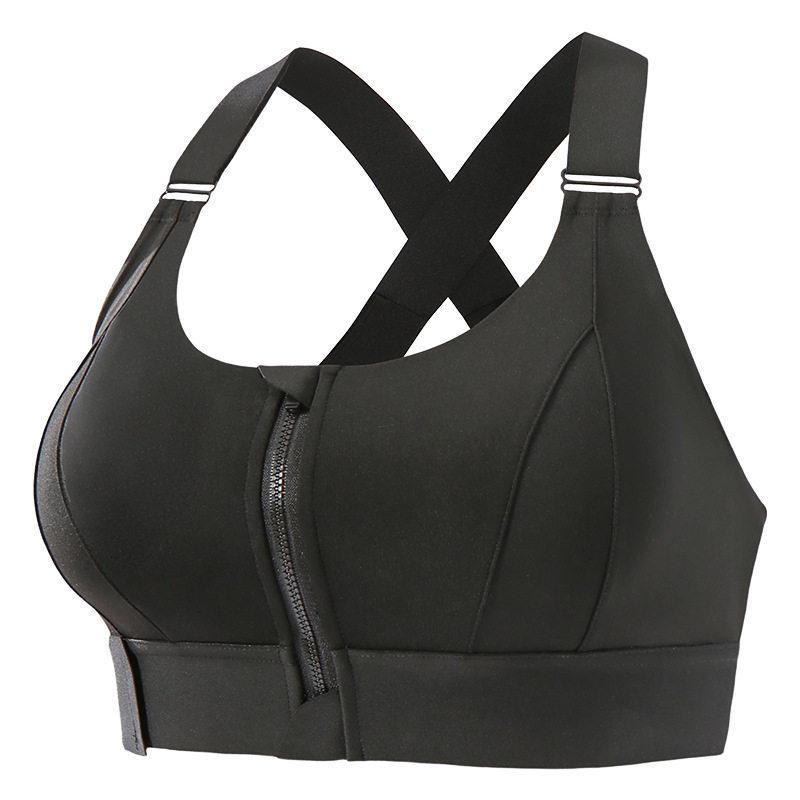 High-Elasticity Shockproof Sports Bra with Front Zipper, Plus Size, Anti-Sagging, Beautiful Back Design