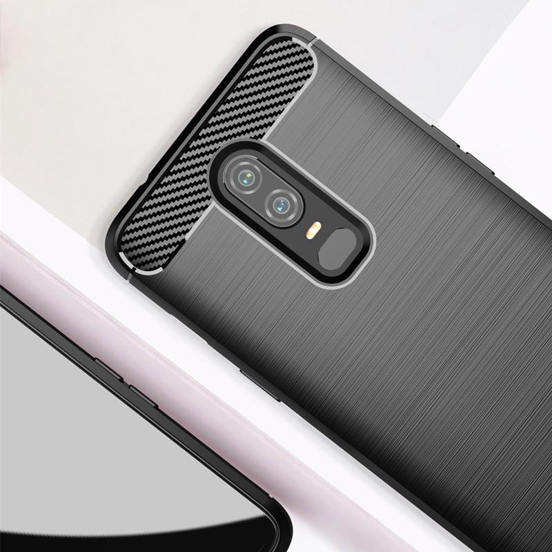 Coque antichoc en fibre de carbone pour OnePlus 6 1+6, étui en silicone pour OnePlus 6, coque arrière de protection complète