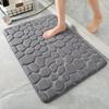 1pc Memory Foam Embossed Velvet Carpet Bathroom Living Room Non-Slip Mat Cobblestone Floor Mat Home Furnishings