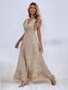 V-Ausschnitt Bedrucktes Kleid Taillenbetont Langer Rock mit Rüschenkante Elegantes Kleid für Damen Ärmellos Lockere Kleider Freizeitkleid