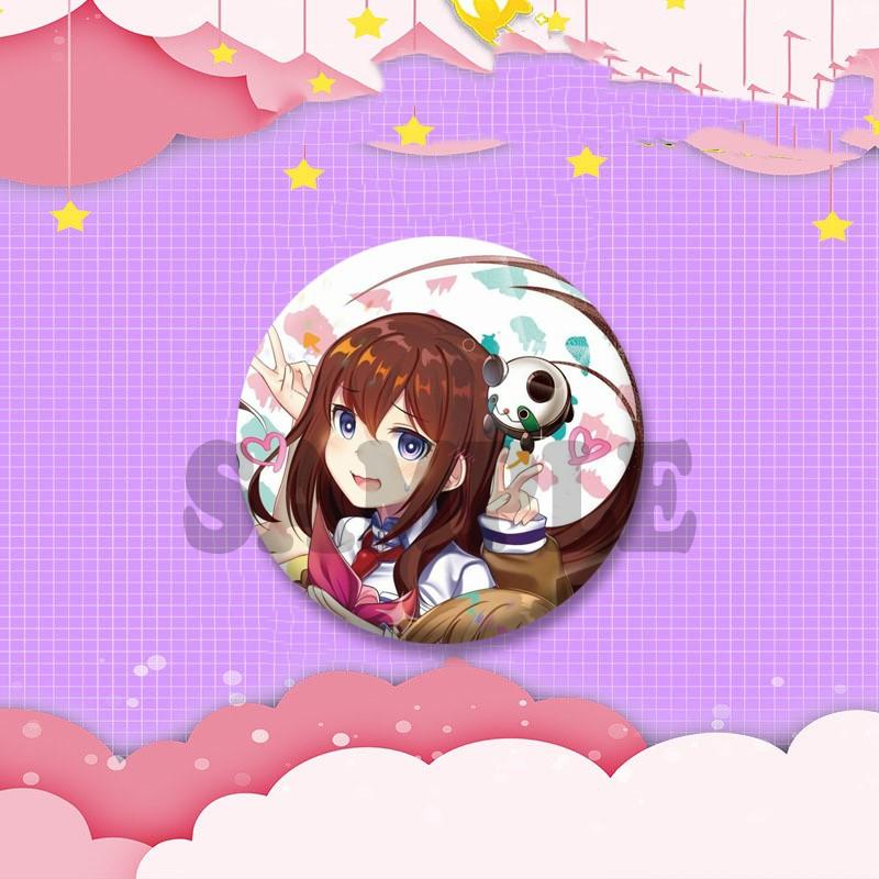 Kurisu Makise Mayuri Shiina Rintaro Okabe Cartoon Round Badge Anime Steins Gate Brooch Clothing Backpack Accessories Lapel Pins