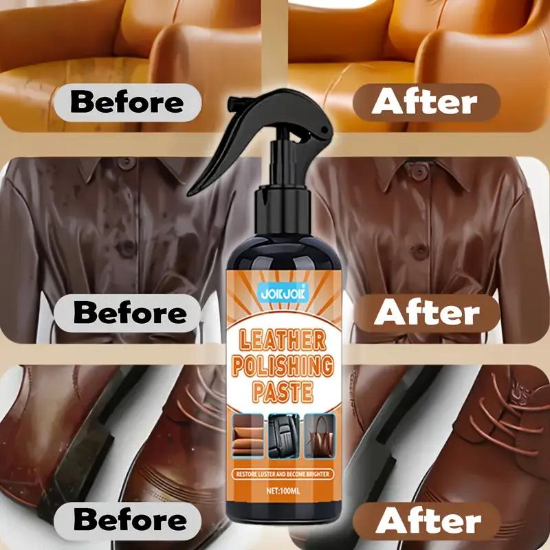 Universal Leather Care Kit:Gloss Spray for Polishing Leather,Plastic Restorer for Car Seats,Restores Shine,Suitable for Colored