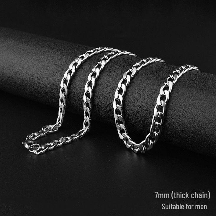 

Унисекс толстое кубинское цепочное ожерелье - модный европейский и американский уличный хип-хоп аксессуар 60cm long and 7mm wide