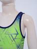 Boys Cycling Workout Bodysuit: U Neck Sleeveless Geometric Print Singlet for Wrestling Exercise Training