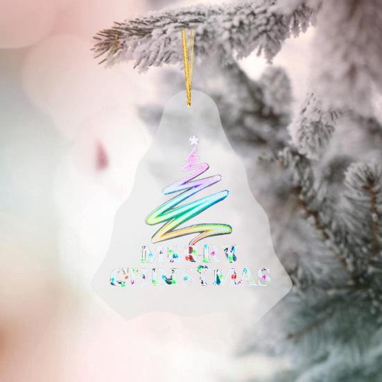 Winter Acrylic Ornaments Merry Christmas Hanging Ornament for Christmas Tree Frosted Craft Pendant