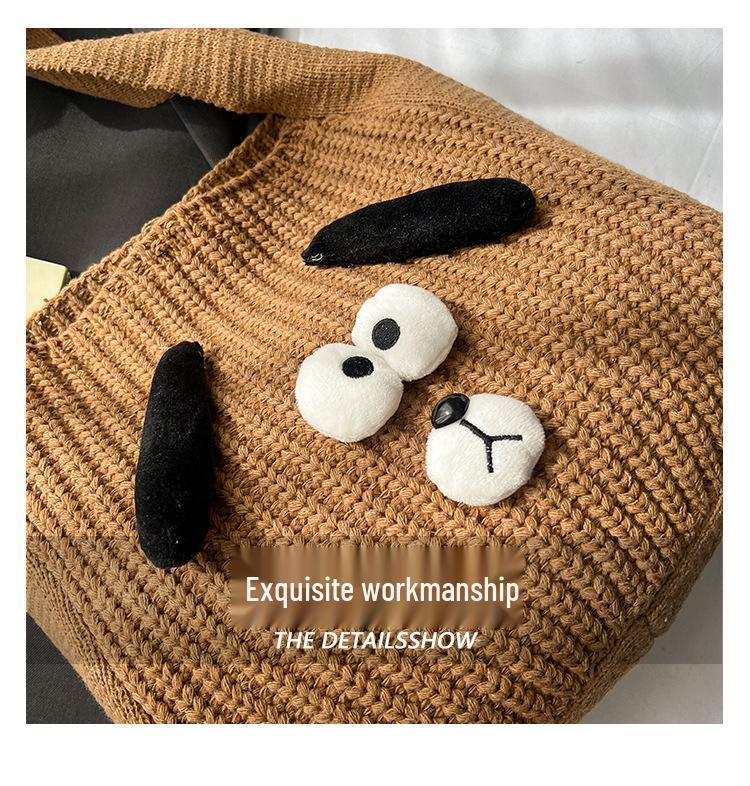 2025 Stylish Knitted Dog Crossbody Bag - Large Capacity Autumn/Winter Shoulder Bag for Women