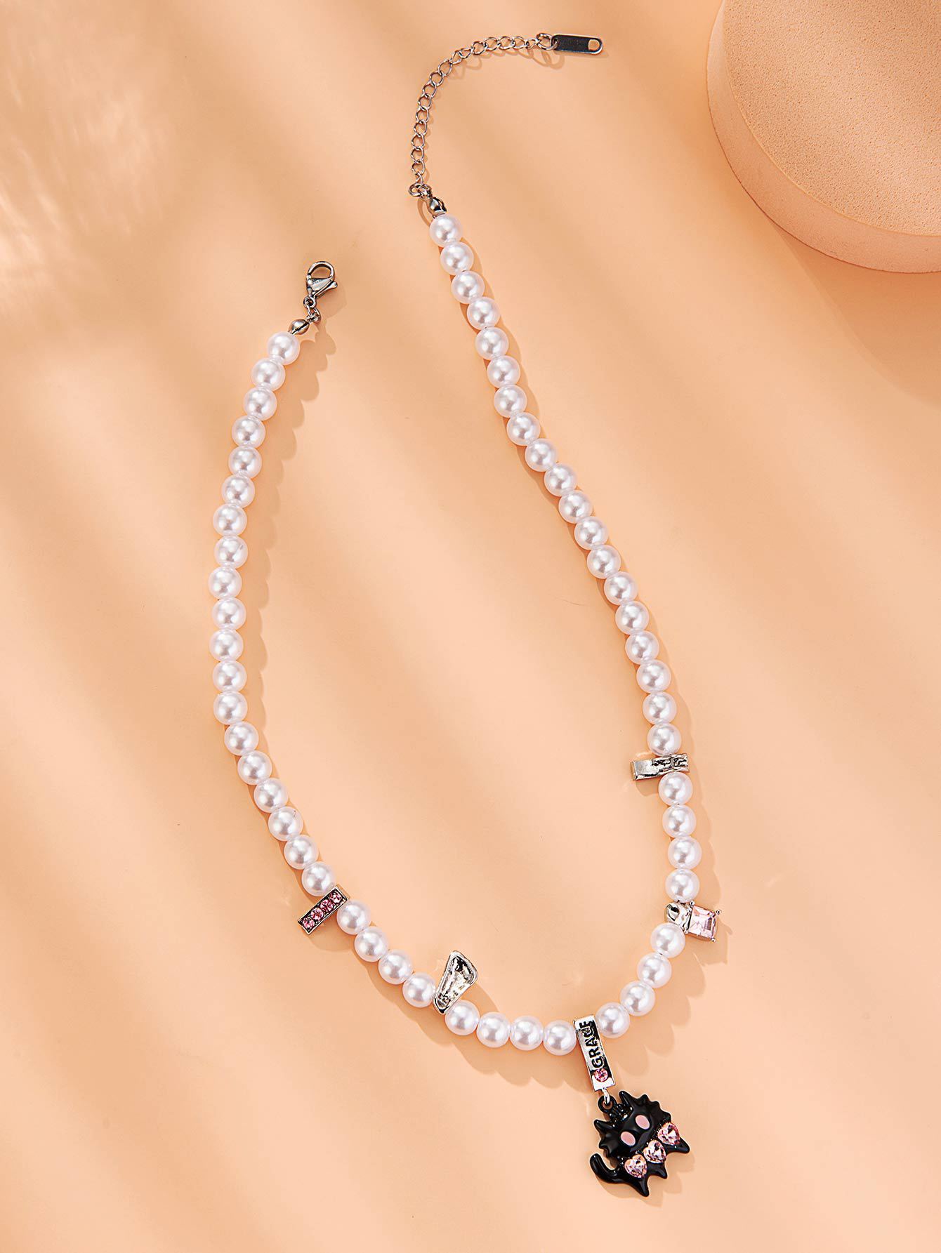 

Ожерелье из жемчуга в стиле барокко, забавный ошейник с кулоном в виде кошки, женская индивидуальность, милая, крутая цепочка на ключицу