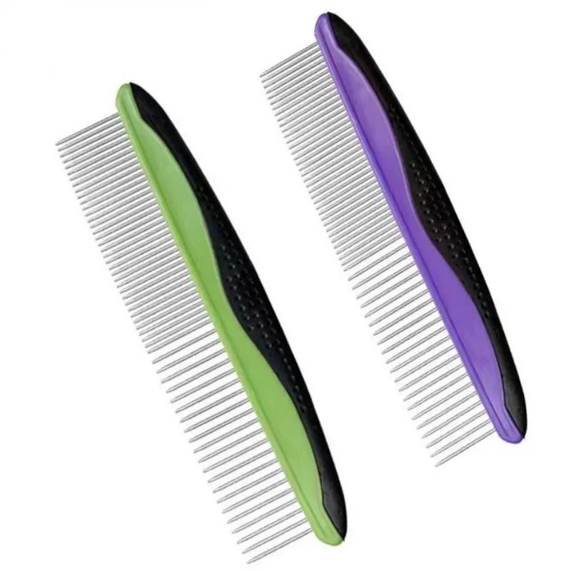 Dog Comb Stainless Steel Dog Brush Combs for Dogs Hair Knot Opening Massage Cat Brush Pet Grooming Portable Comb Cleaning Tools