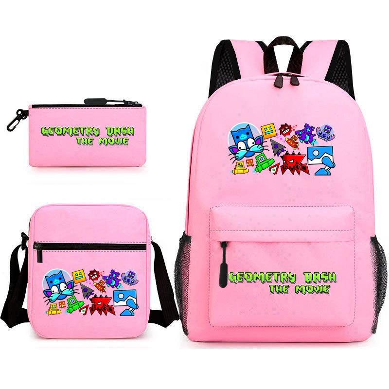 Geometry sprint game backpack geometry dash heat transfer backpack elementary school bag leisure bag