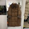 Corduroy Splicing Lapel Down Jacket Women's Medium and Long Loose Thickened Winter New Knee Jacket